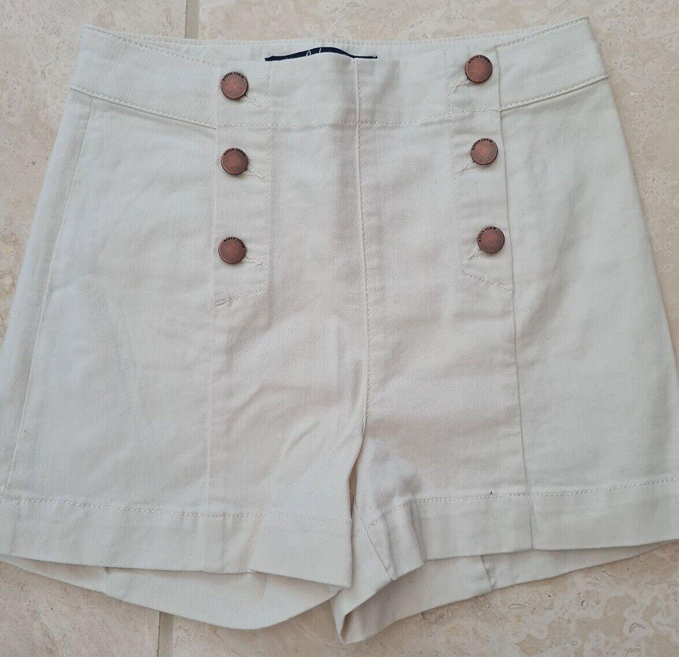 Thumbnail: Boden Ladies Sailor Jeans Shorts Ecru Size Uk 6 3" T0485 Brand New Sample
