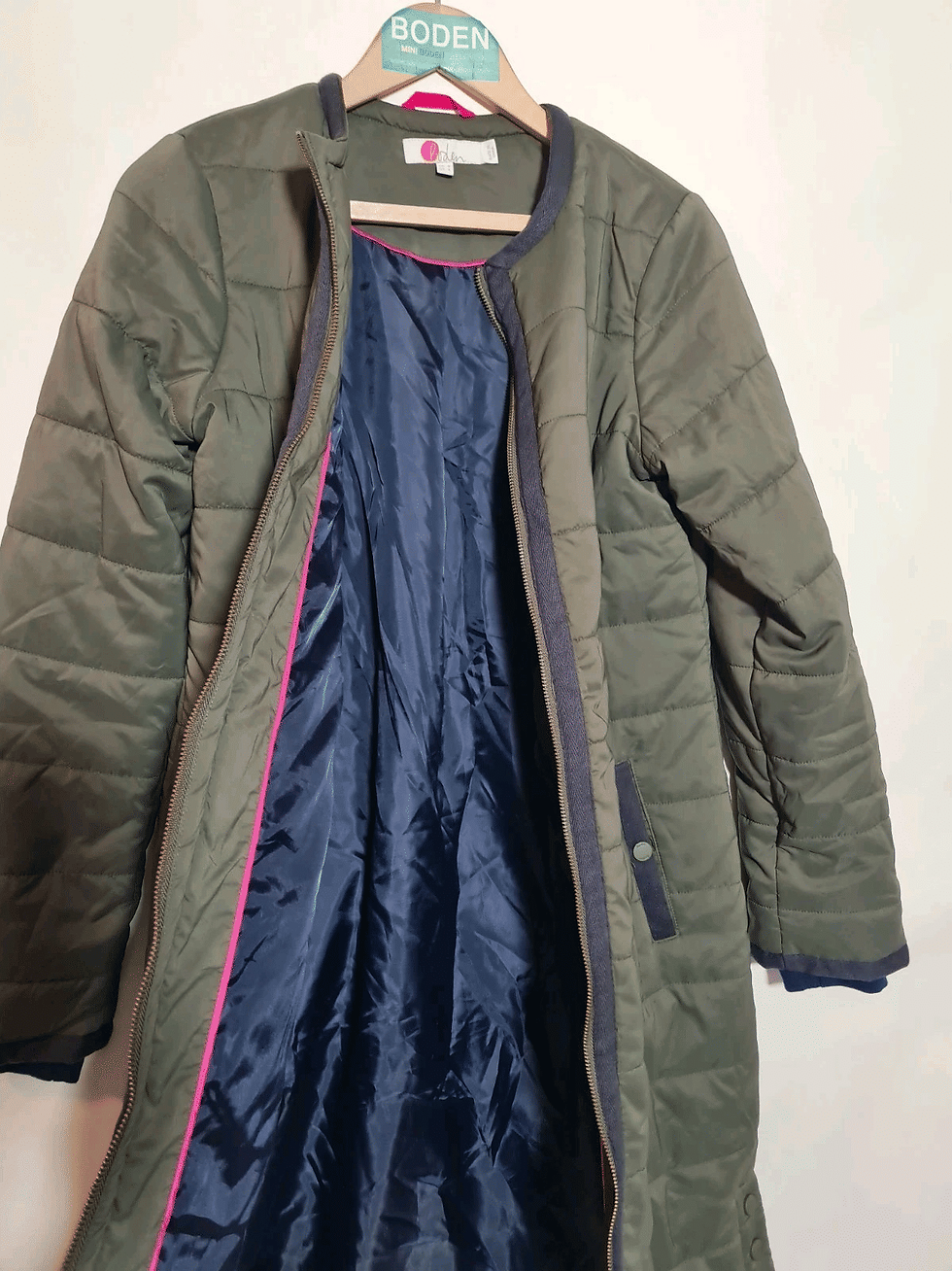 Thumbnail: BODEN Ladies Puffer Midi Jacket COAT Green SIZE UK 8 Preloved C1