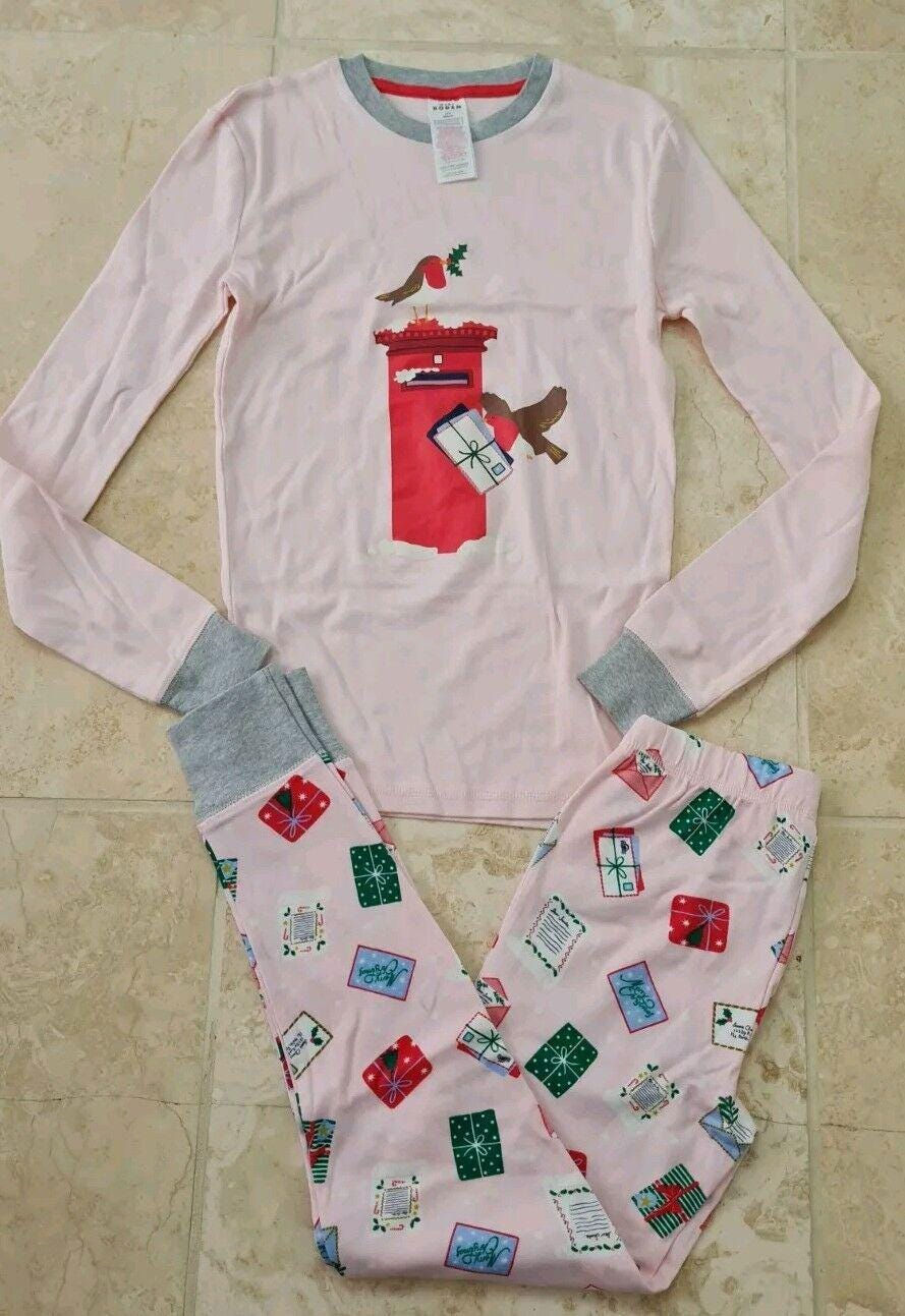 Mini Boden Girls Snug Long John Pyjamas Set Christmas Print 14 Years Brand New