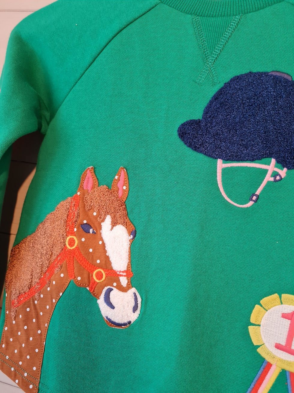 Thumbnail: Mini Boden Girls Sweatshirt Horse Race Applique age 5-6 Years Brand New  G19