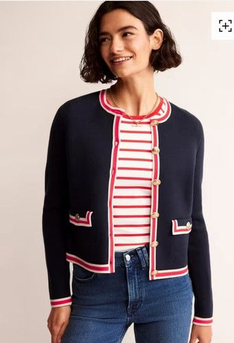 Thumbnail: Boden Holly Knitted Jacket Navy Size UK 20 K0708 Brand New A7