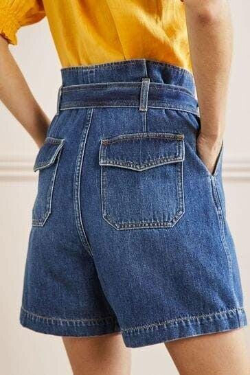 Thumbnail: Boden Papperbag High Waisted Denim Shorts R0072 Size Uk 22PRELOVED
