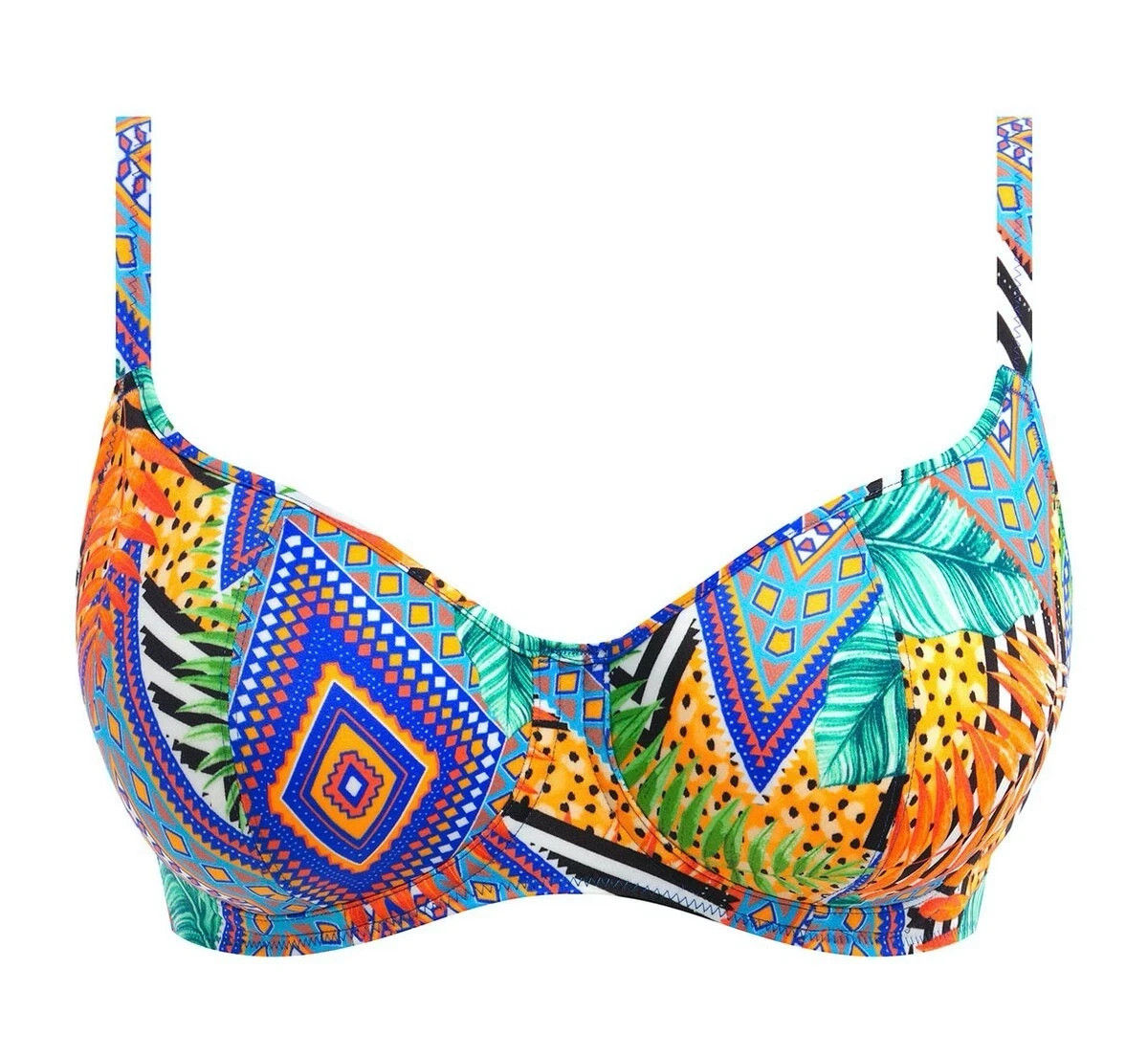 Freya Cala Palma Bikini Top Aztec UK 32D Underwired Padded Balcony 202403 New B4