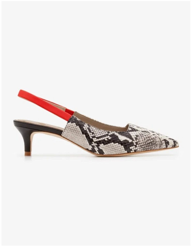 BODEN Florrie Kitten Crock Leather Heel Slingbacks RRP £98 Size 40/6.5 New H10