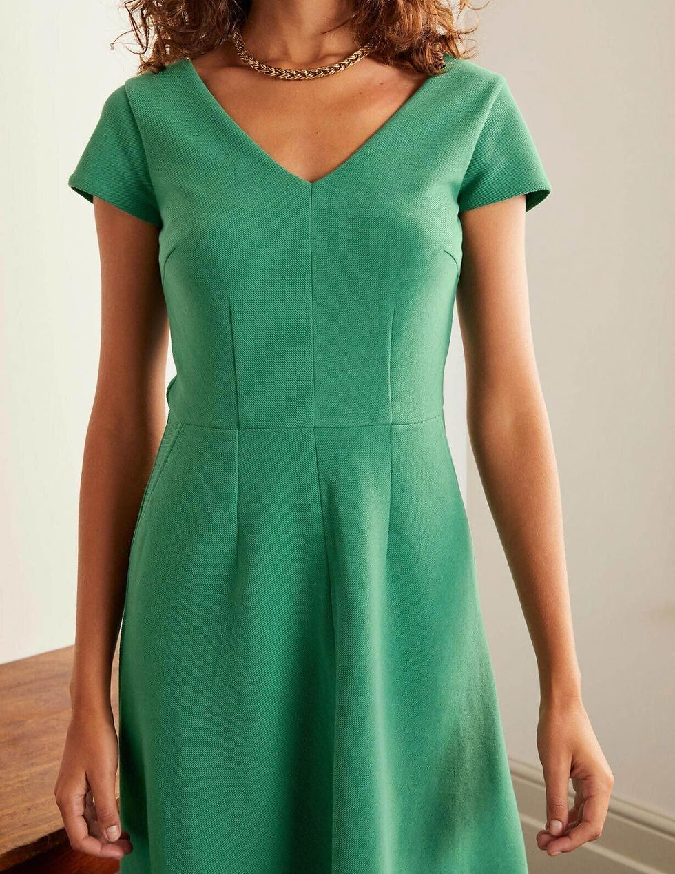 Thumbnail: Boden Belle V Neck Ottoman Dress Sage Green UK 8P PRELOVED J0699 D11