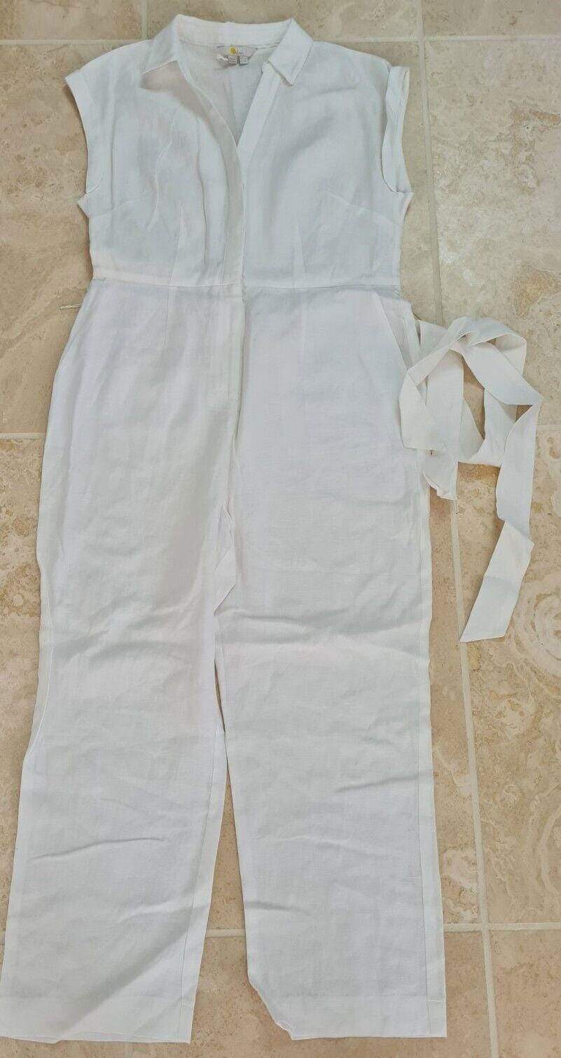 Thumbnail: Boden Catriona Linen Jumpsuit White Size Uk 12R Brand New T0780 P1
