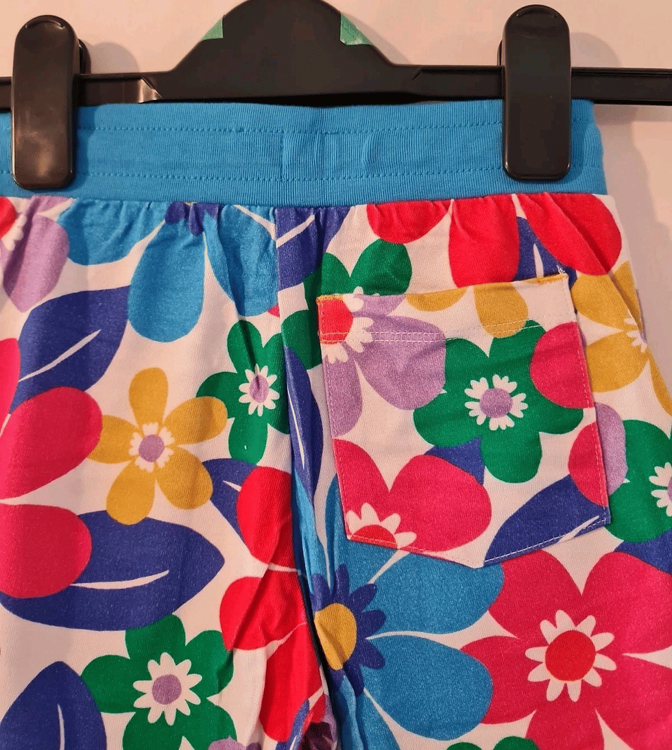 Thumbnail: Mini Boden Girls Floral Printed Cosy Capri Trousers Pink 6 Years Brand New G14