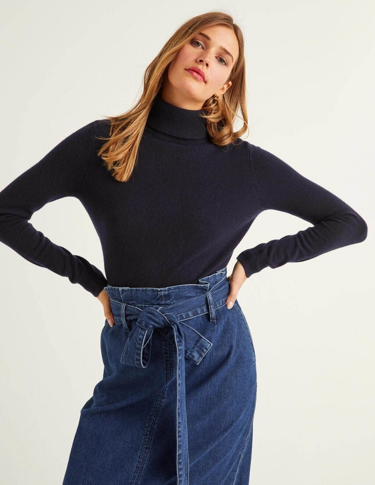 BODEN Tilly turtleneck sweater cotton Rubis NAVY SIZE S EXCELLENT CONDITION J6