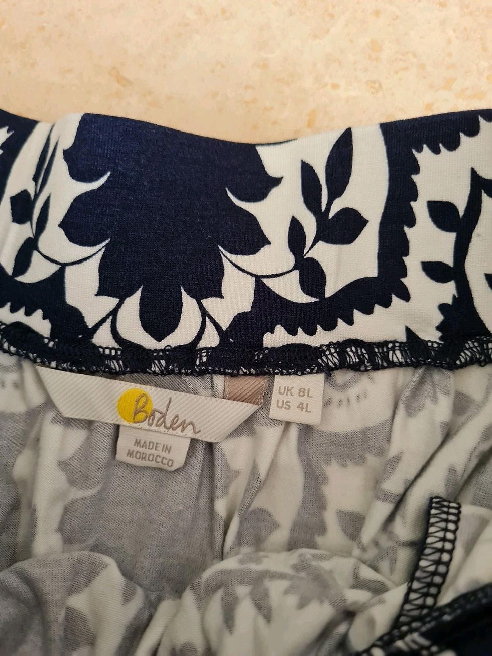 Thumbnail: Boden Pull On Jersey Mini Skirt Navy Ivory Size UK 8L BRAND NEW S4
