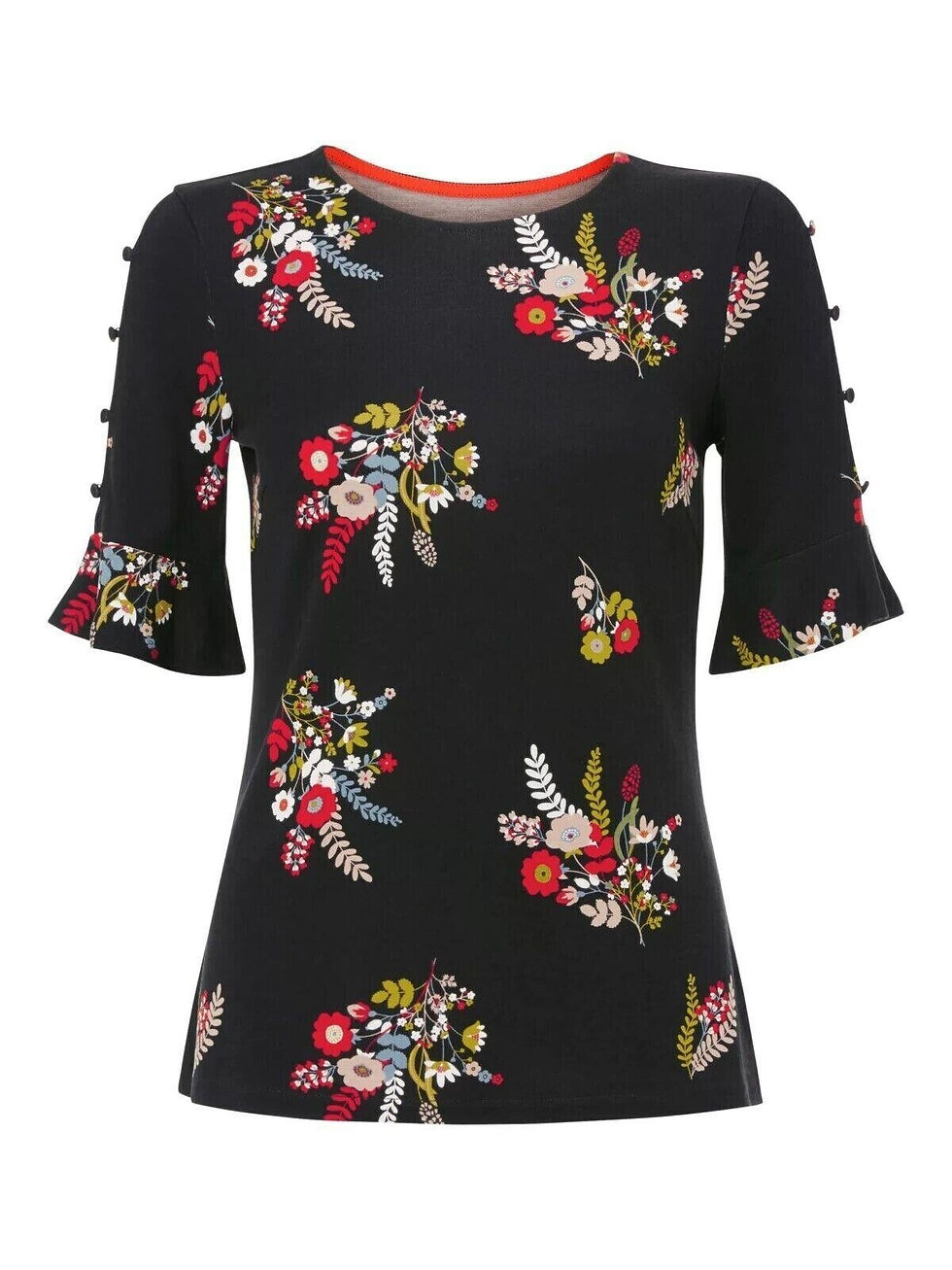 Thumbnail: Boden Bella Ponte Top black multi-floral colour J0458 SIZE UK 8 BRAND NEW  T12