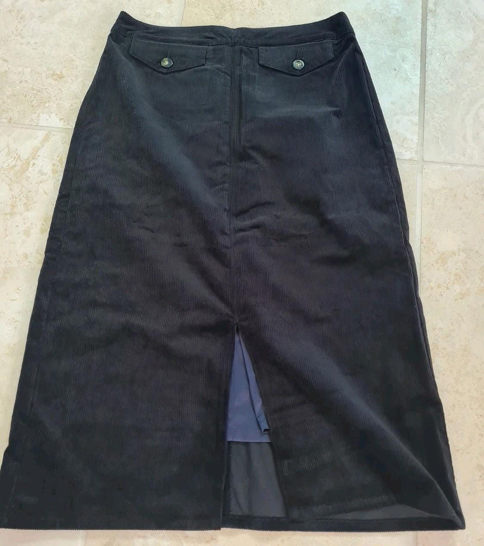 Thumbnail: Boden Ladies Corduroy Black Skirt Size Uk 10 Below Knee Brand New Sample S4