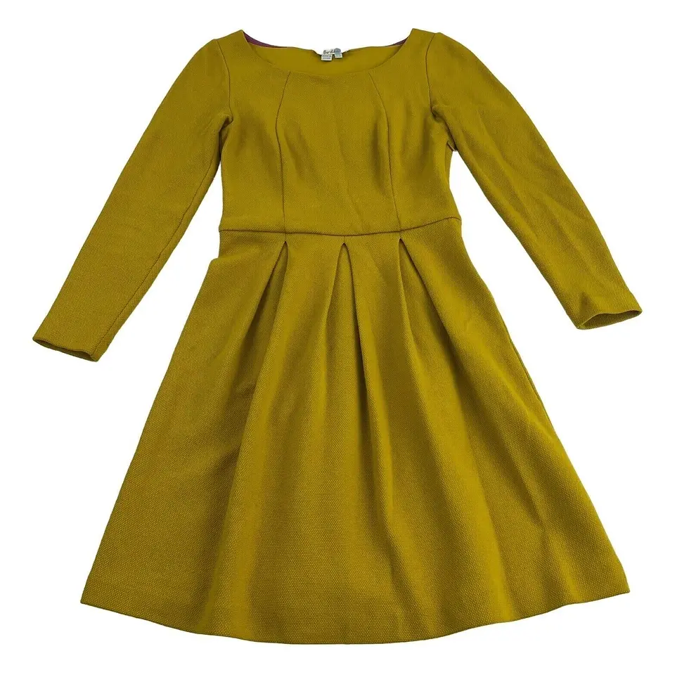 Thumbnail: Boden Textured Cotton Lindsey Ponte Dress Yellow Size UK 10R WH718 VGC D24