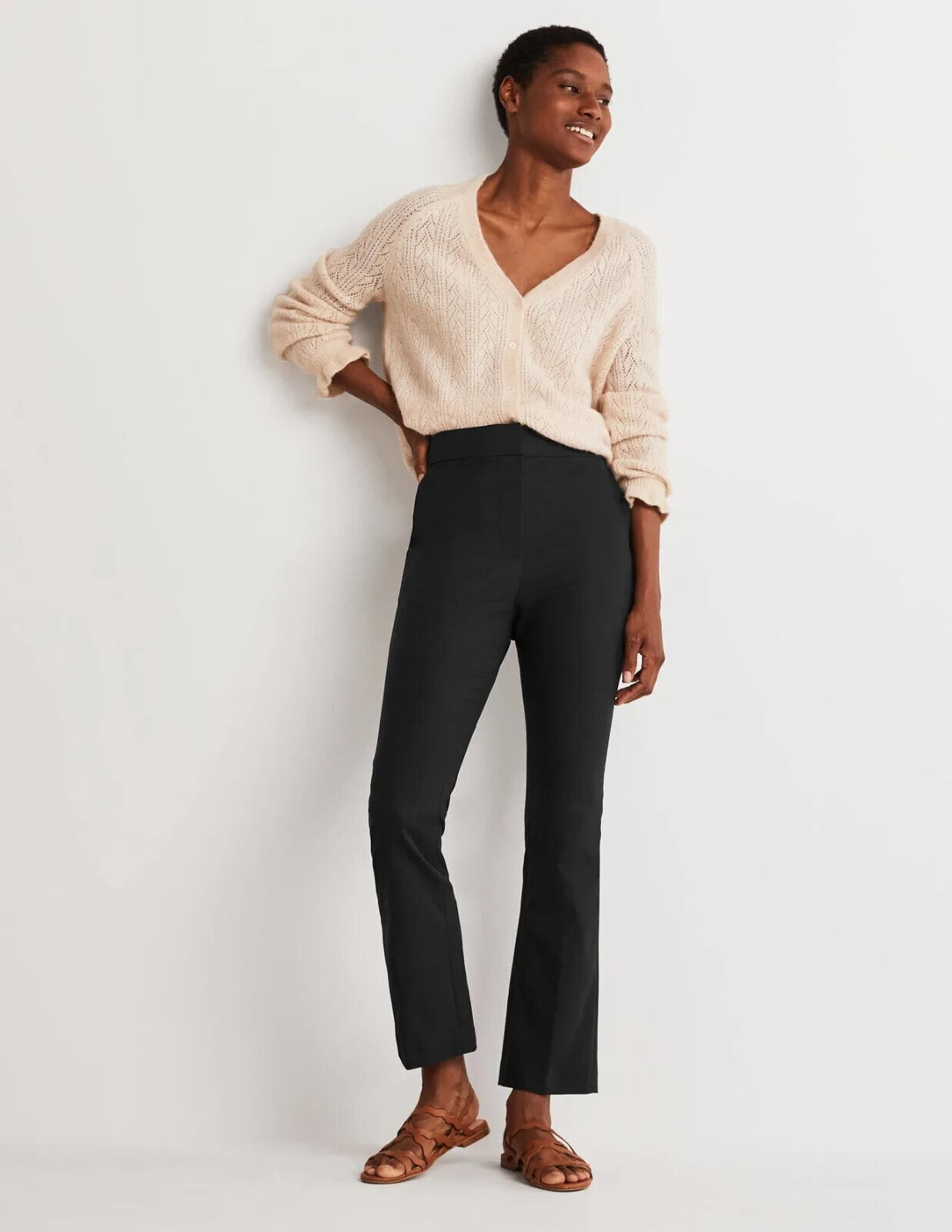 BODEN Cropped Flare Trousers NAVY R0165 SIZE UK 18R BRAND NEW RRP £90
