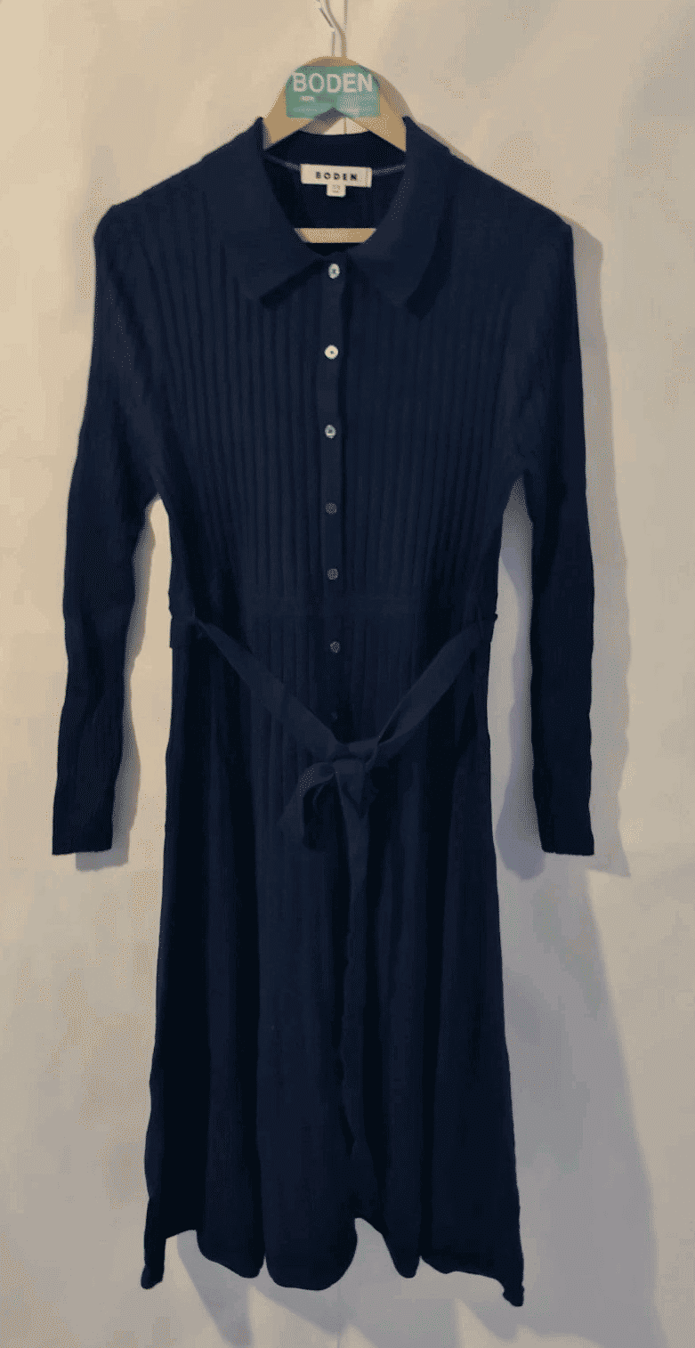 Boden Rachel Knitted Shirt Dress Navy D0805 Size UK 18R Brand New A16