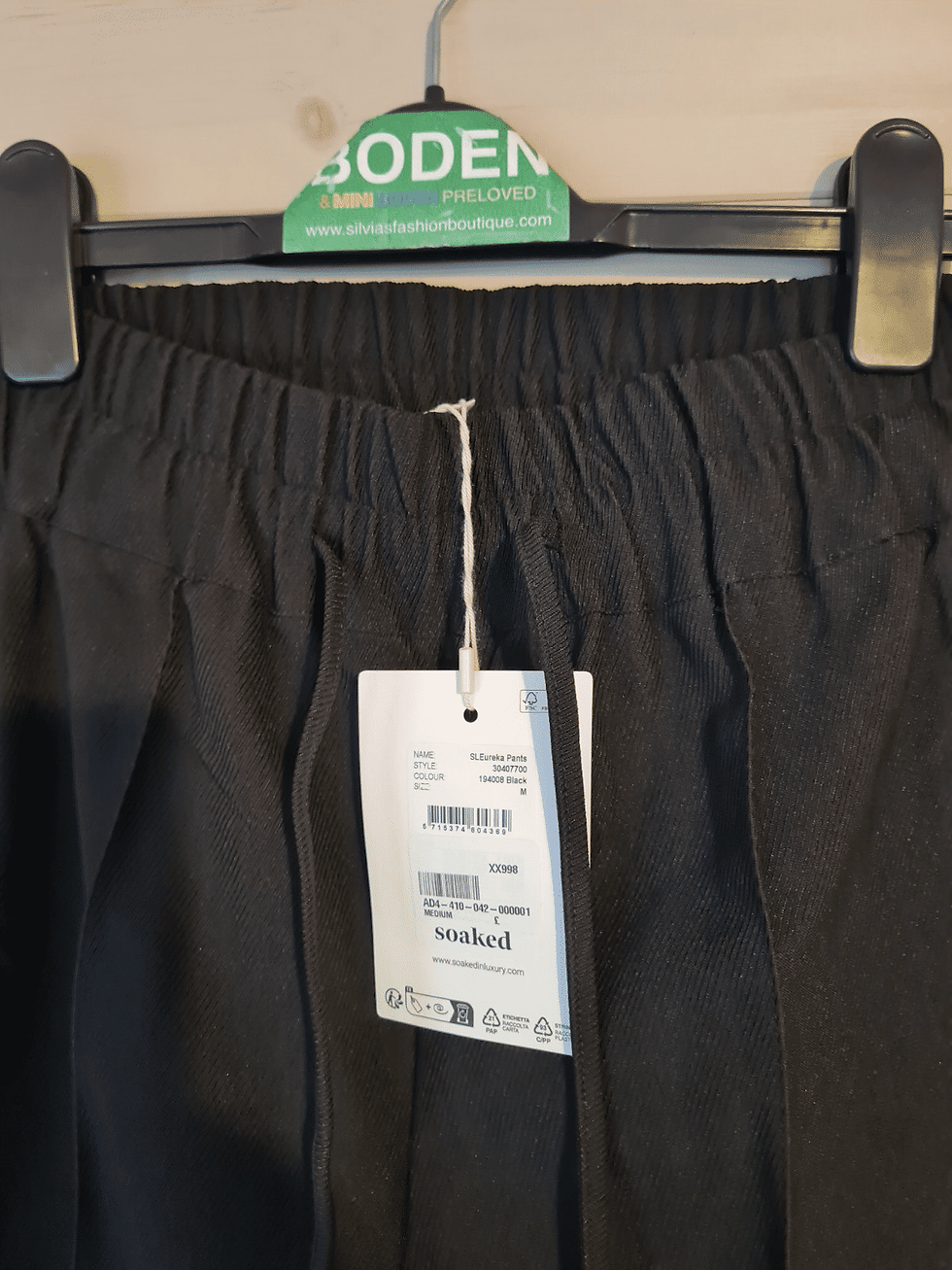 Thumbnail: Soaked in Luxury SLLilu Eureka Salute Black Wide Leg JoggersSize M Brand New