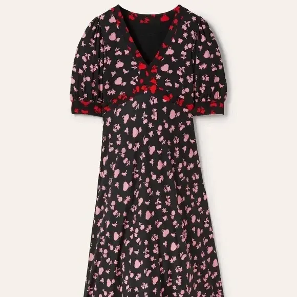 Thumbnail: BODEN Eva Jersey Midi Dress Black&Formica Woodland Bud UK 10R BRAND NEW D0024 A