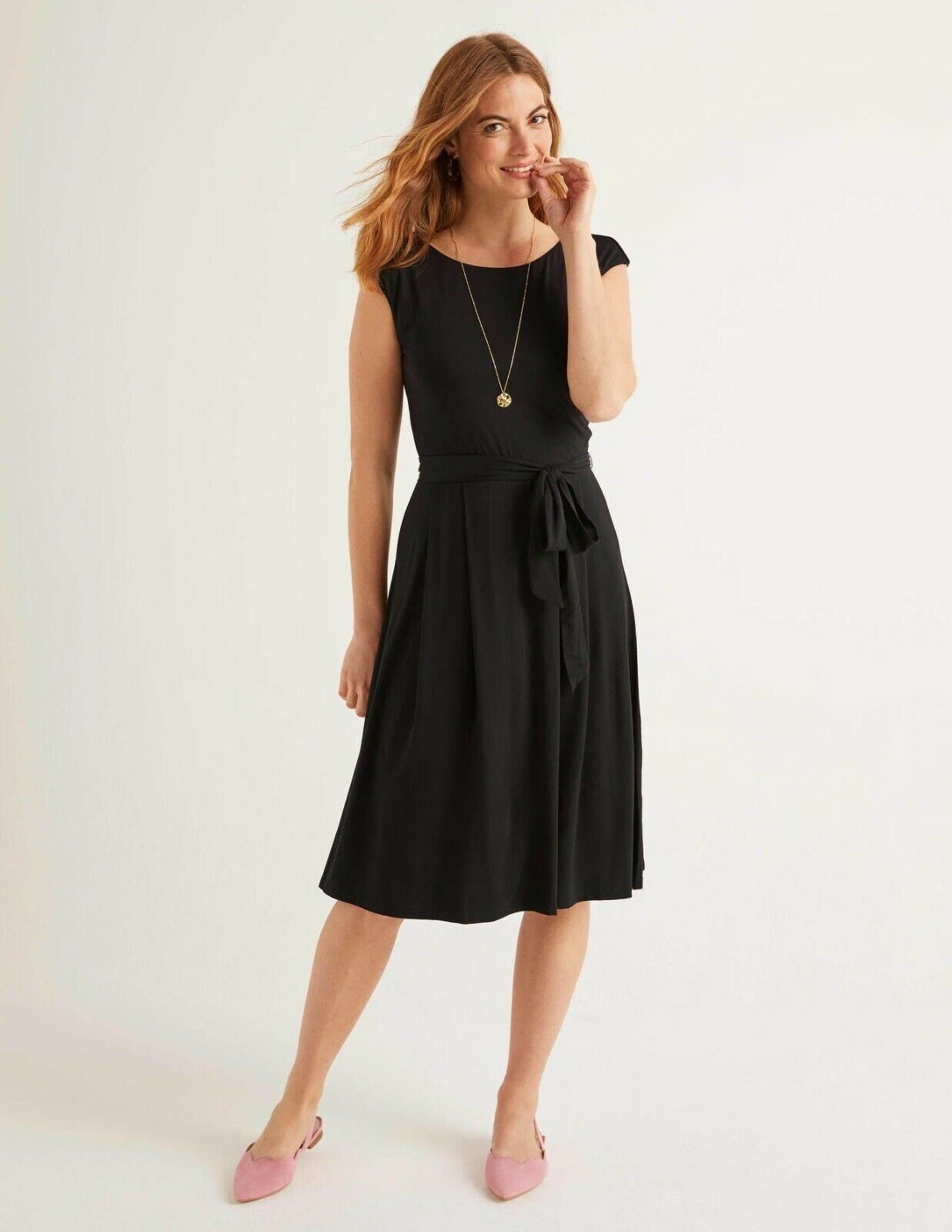 BODEN Esmeralda Jersey Dress Black J0654 RRP £65.00 SIZE UK 8L NEW D48