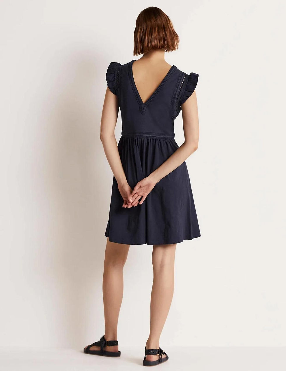 Thumbnail: Boden Empire Detail Jersey Dress Navy Size Uk 14R Brand New D0279 D18