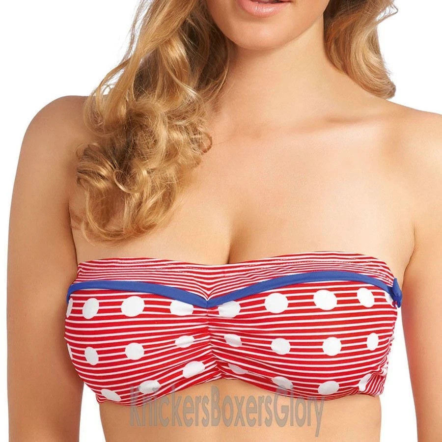 Freya Swimwear Hello Sailor Bandeau Bikini Top Red 3464 SIZE 32E NEW B5