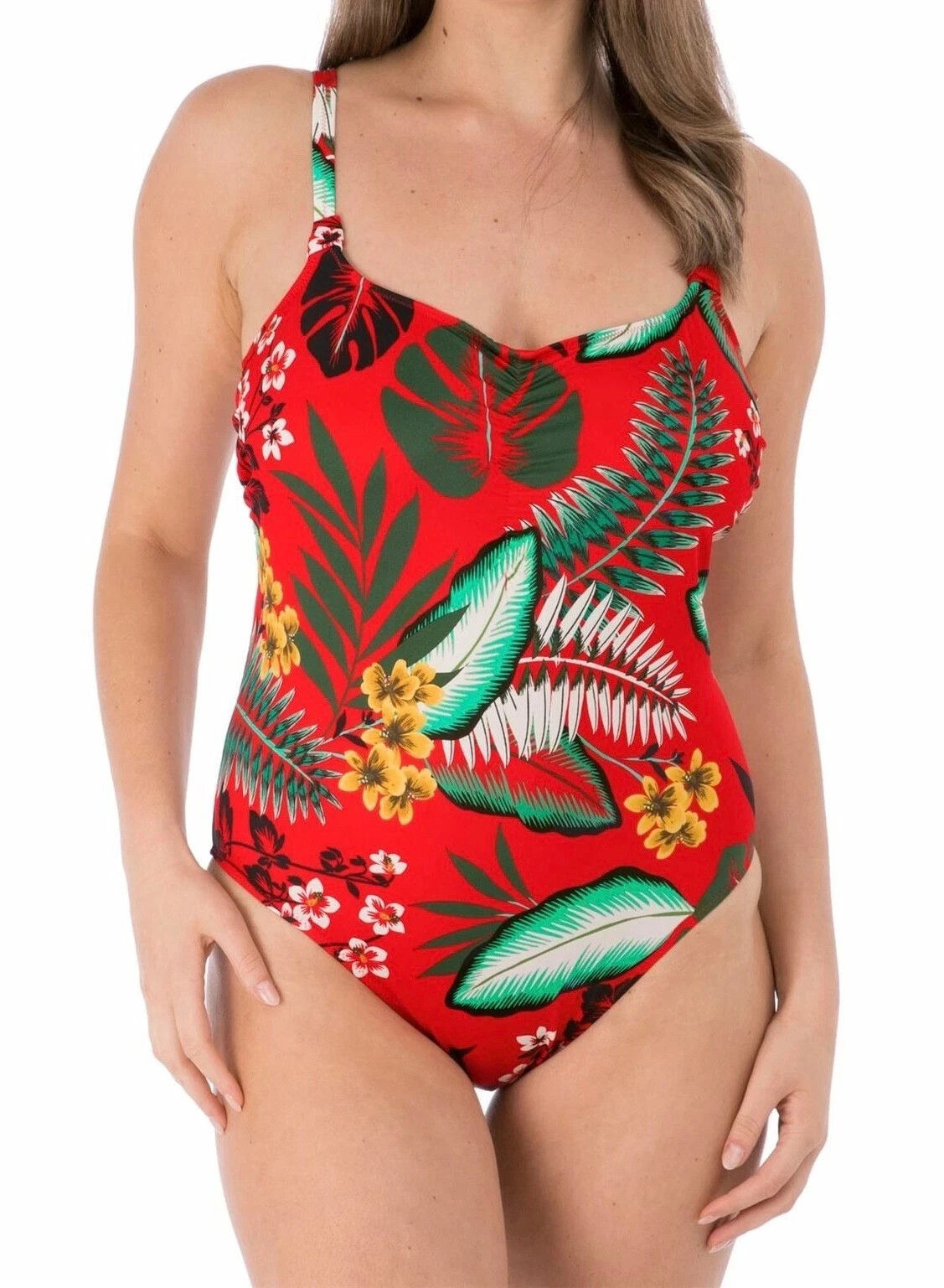Fantasie Vilamoura Swimsuit Lollipop Size 32E Underwired Bra Red Floral 6568 B5