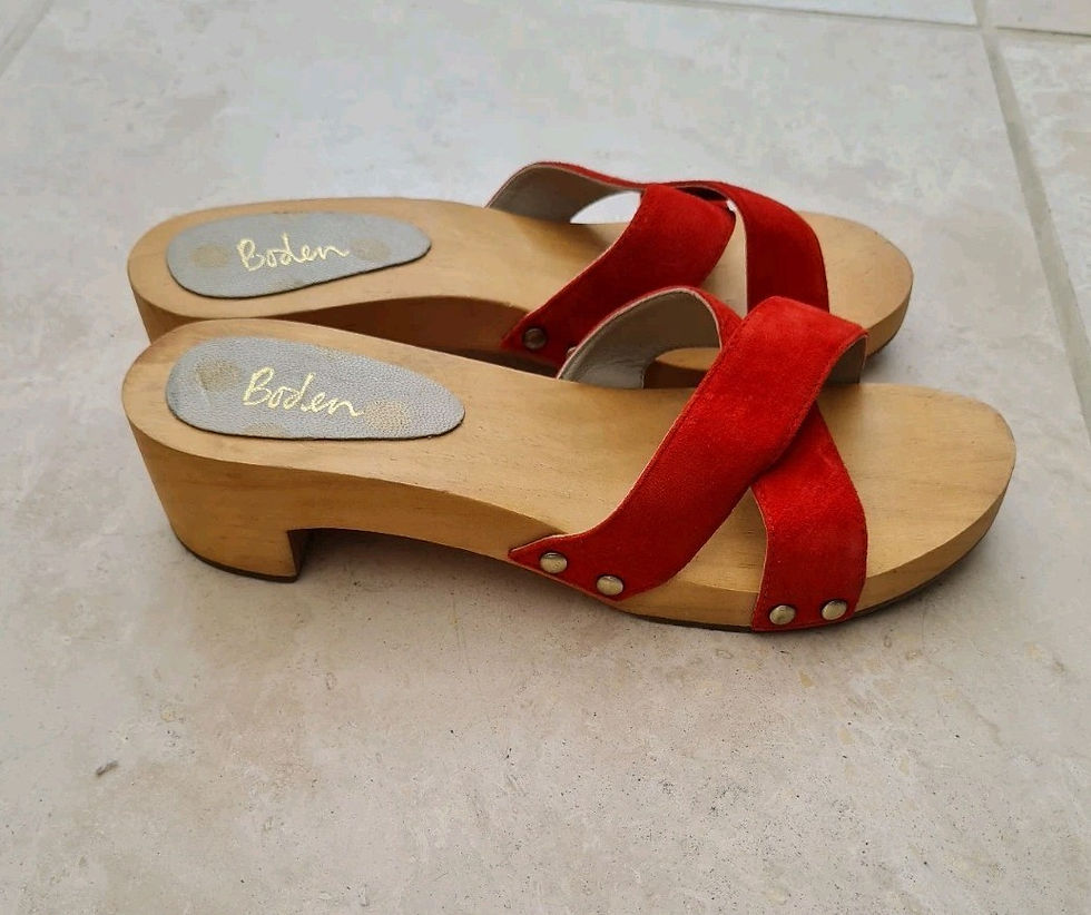 Thumbnail: Boden Orella Suede Wooden Clog Slide On Sandals Size 37/4 Brand New  H9