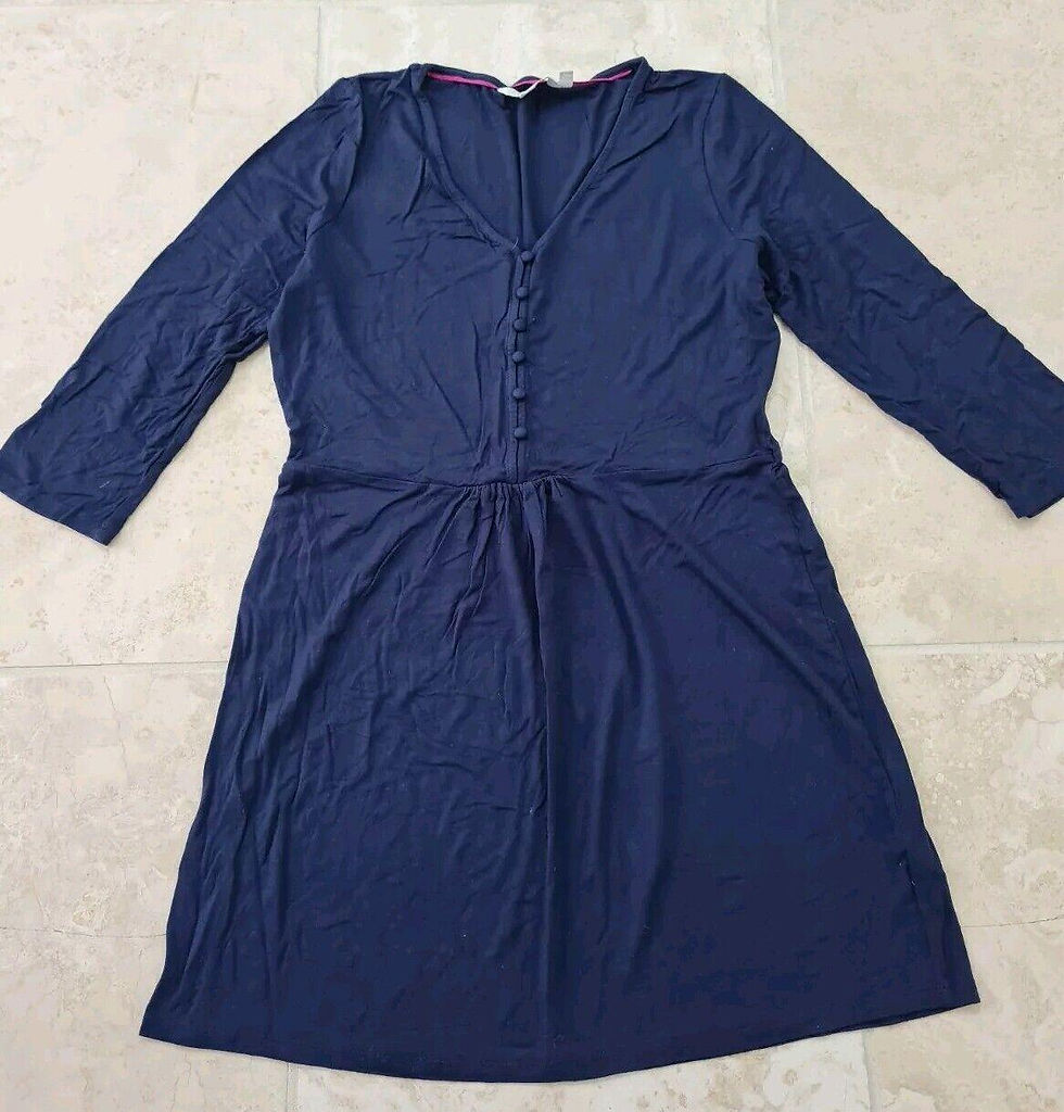 Thumbnail: Boden Ladies Jersey Dress Navy Size Uk 14R Vgc D40