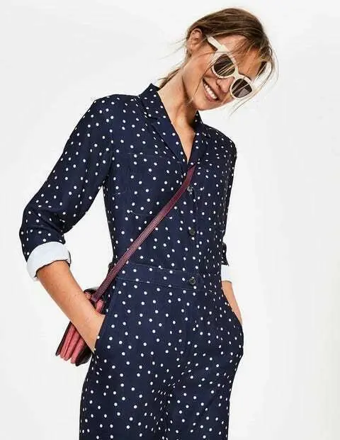 Thumbnail: BODEN Tillie Jumpsuit Navy And Ivory Scattered Dot T0322 RRP £140 UK 14R New P3
