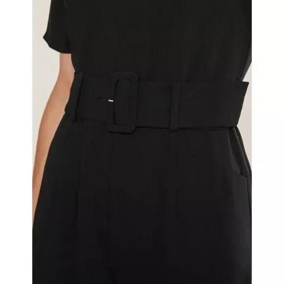 Thumbnail: BODEN Jumpsuit Black Sophie Belted Mock Neck Short Sleeve UK 12R T0651 NEW P3