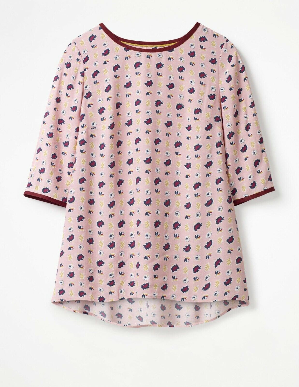BODEN Hi-Lo Hem Top Milkshake Flower Press W0190 RRP £65 SIZE UK 10 BRAND NEW T9