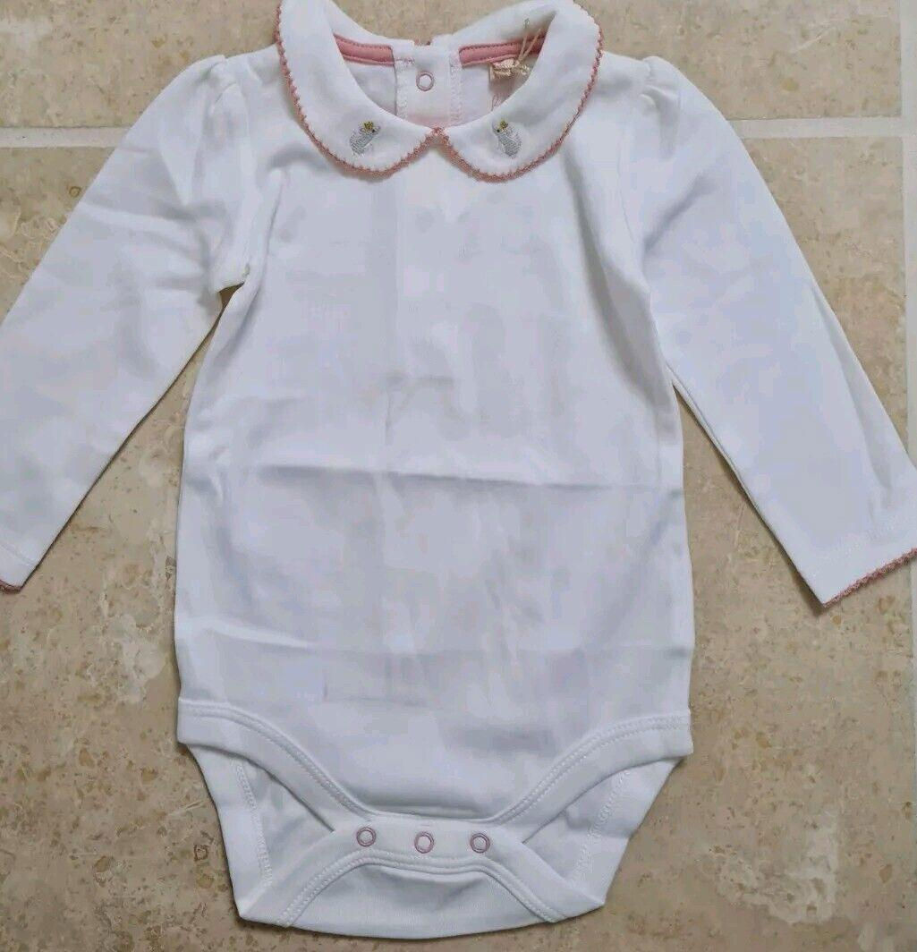 Mini Boden Bodysuit Girls Long Sleeve Ivory Size 3-6 Months Brand New