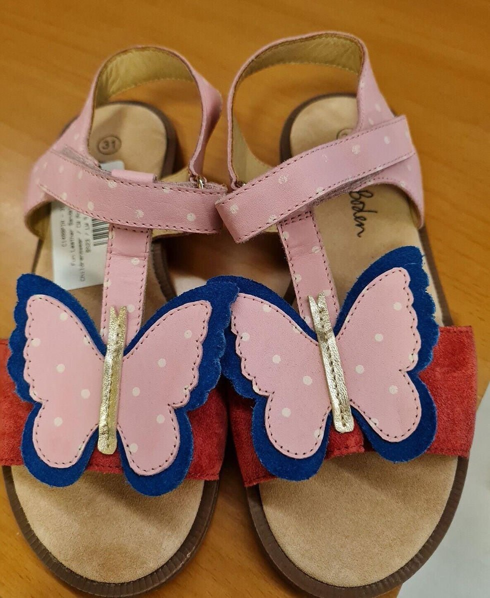 Thumbnail: Mini Boden Girls Fun Leather Sandals Butterfly Brand New SIZE 31  H3