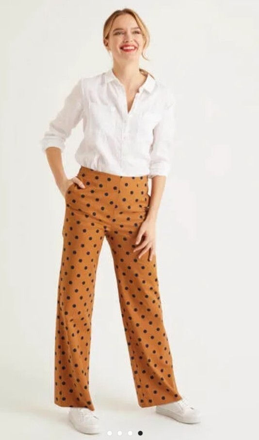 BODEN Sloane Wide Leg Trousers Gingerbread Spot SIZE UK 6R BRAND NEW SAMPLE