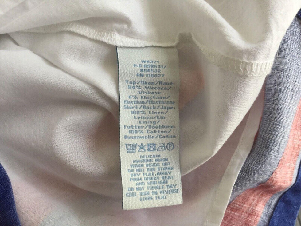Thumbnail: Boden Ladies Blue Striped Short Sleeve Linen Midi Dress Size Uk 6P Vgc D24