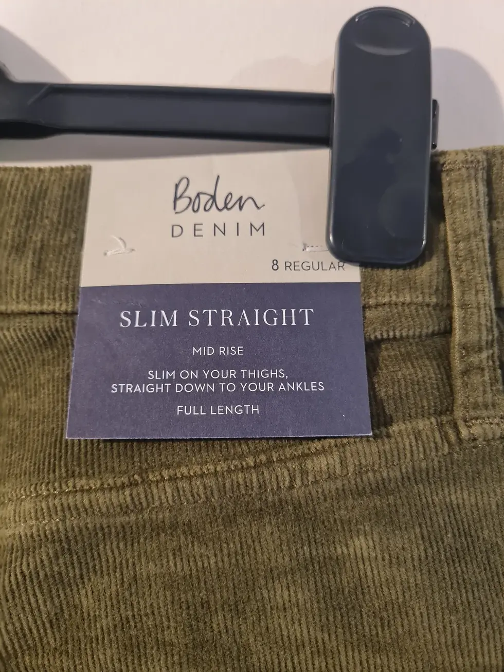 Thumbnail: BODEN Corduroy Slim Straight Jeans Bottle Green SIZE UK 8R BRAND NEW T0401 A8