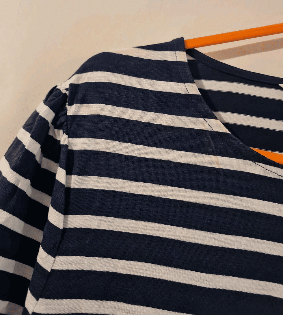 Thumbnail: Boden Emma Tiered Jersey Midi Dress D0485 Navy Stripe Size UK 12P Brand New A14