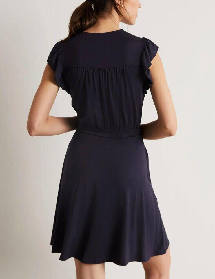 Thumbnail: Boden Ruffle Printed Mini Dress Navy Size Uk 10R Brand New D0325 D18