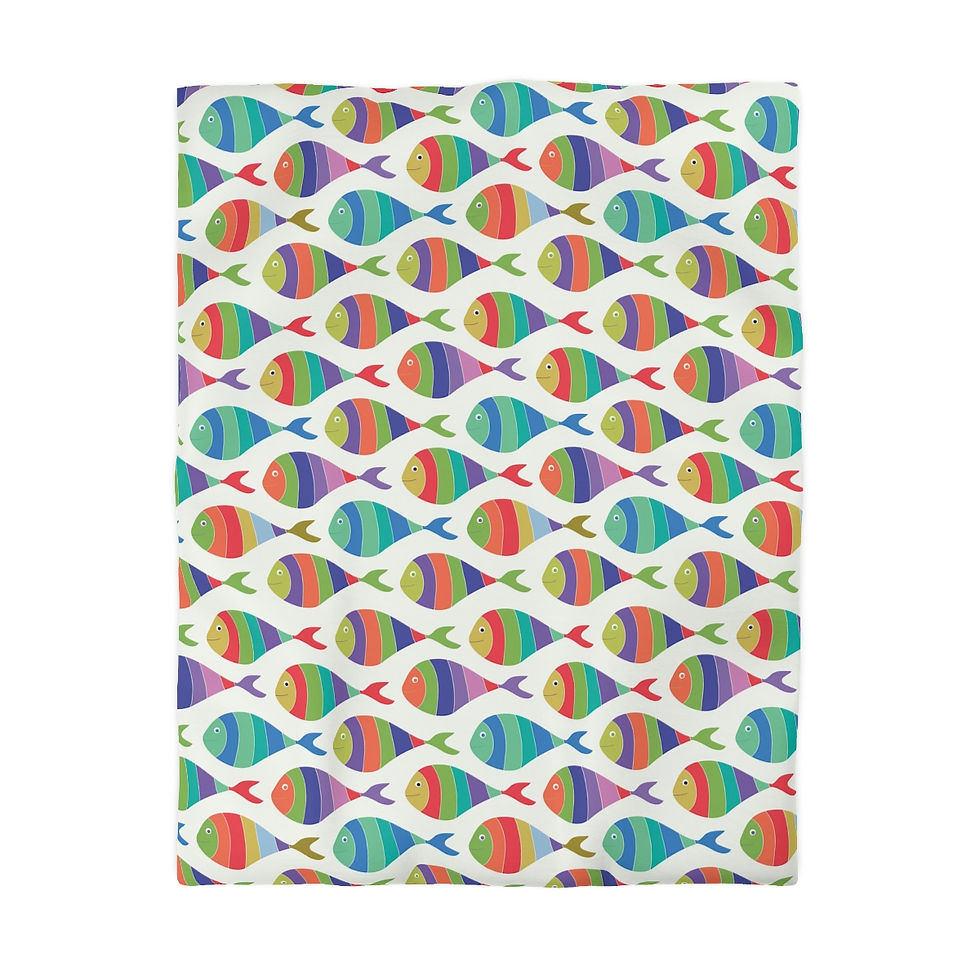 Thumbnail: Colorful Fish  Microfiber Duvet Cover