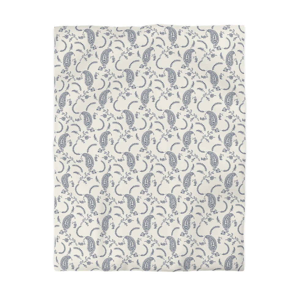 Thumbnail: Simulated Block Print Paisley Microfiber Duvet Cover 