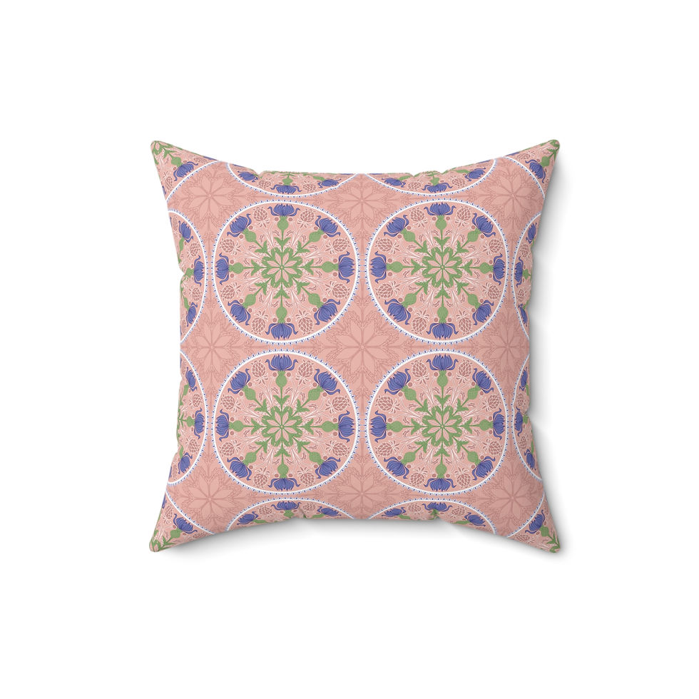 Thumbnail: Boho Floral Square Pillow - Decorative Cushion for Cozy Home Decor
