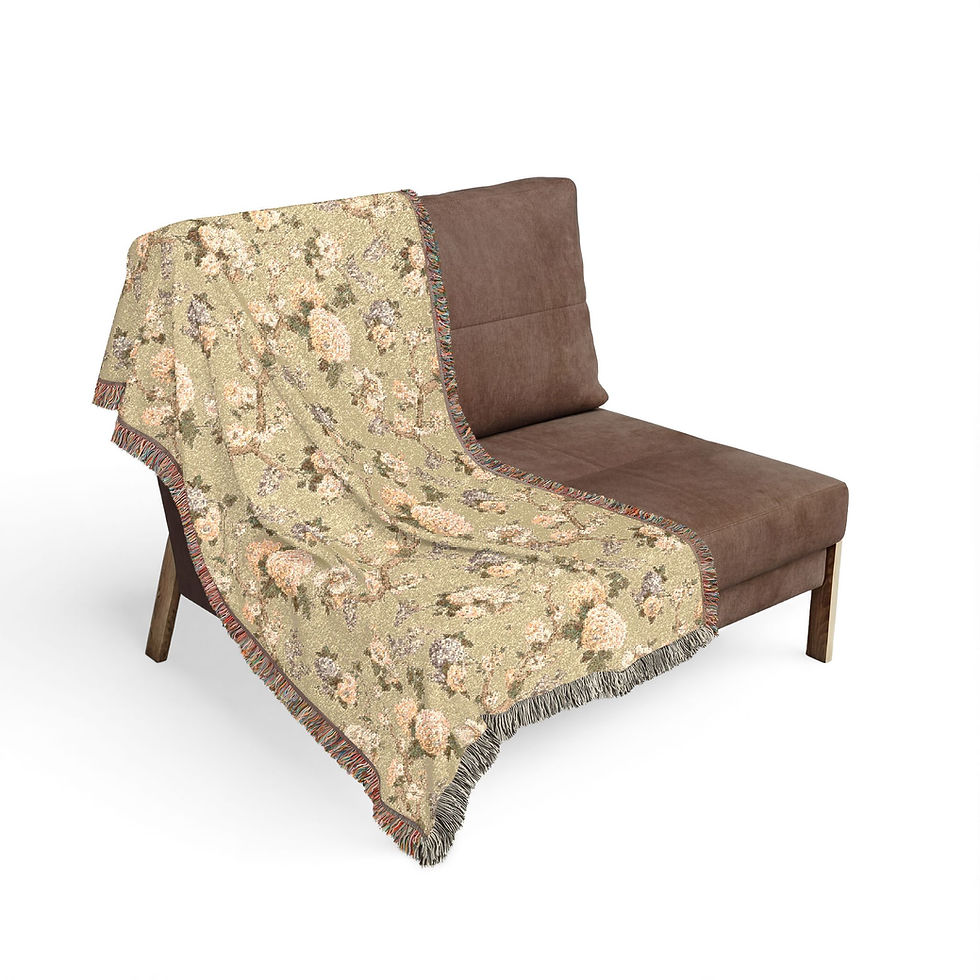 Thumbnail: Vintage Floral Woven Blanket – Reversible Cottagecore Throw