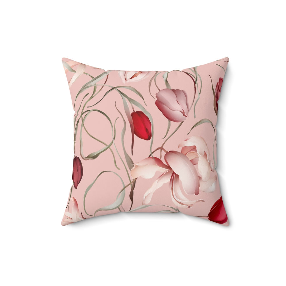 Thumbnail: Sulė Tulips Blush Spun Polyester Square Pillow
