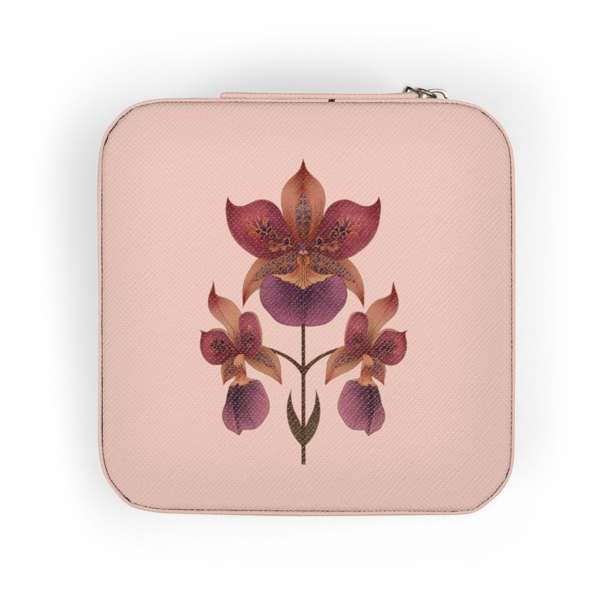 Compact Floral Jewelry Travel Case — Pink Organizer for Jewelry