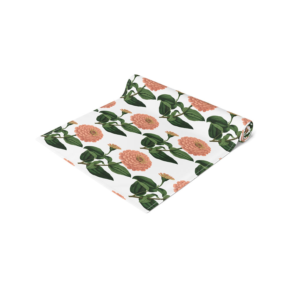 Thumbnail: Peach Floral Table Runner — Botanical Cotton-Poly Dining Decor