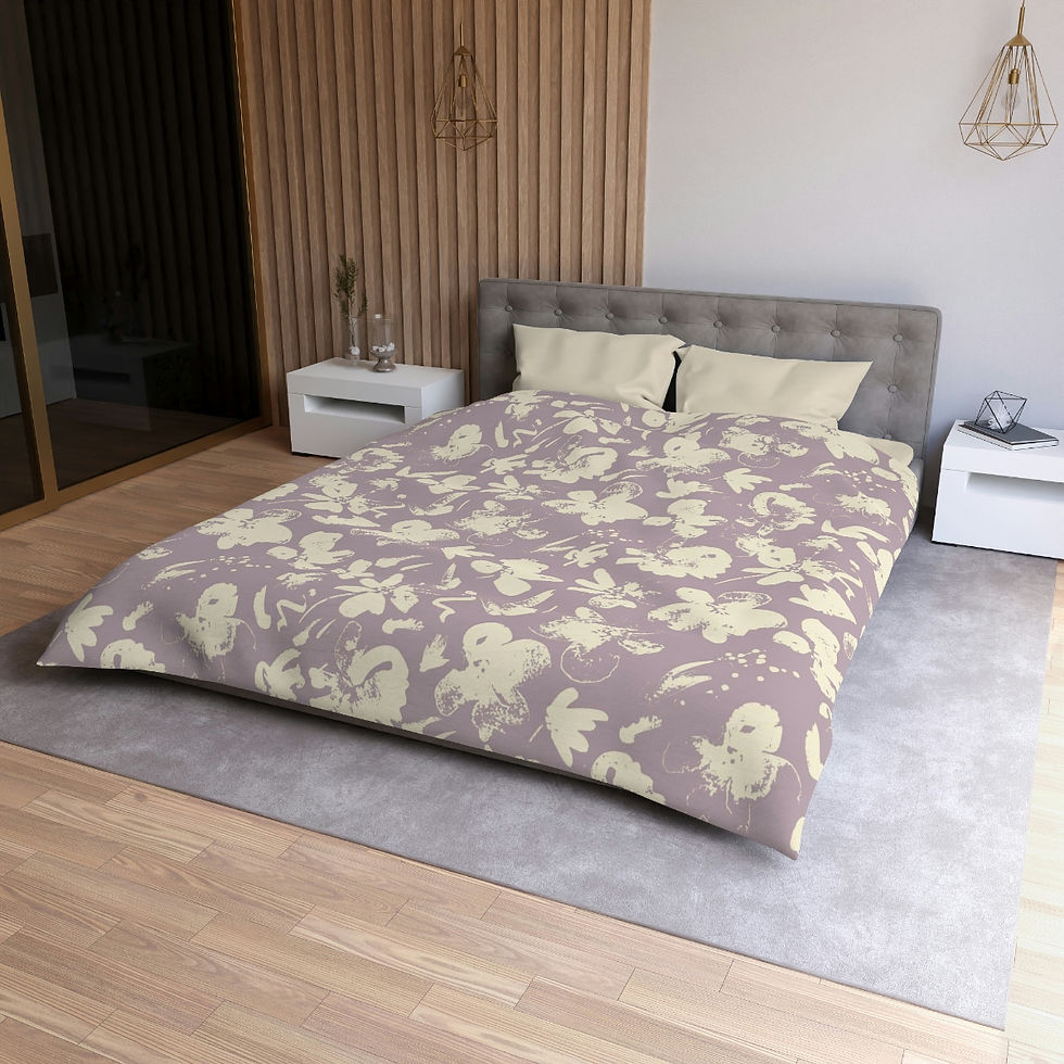 Thumbnail: Subtle Ivory Floral Microfiber Duvet Cover