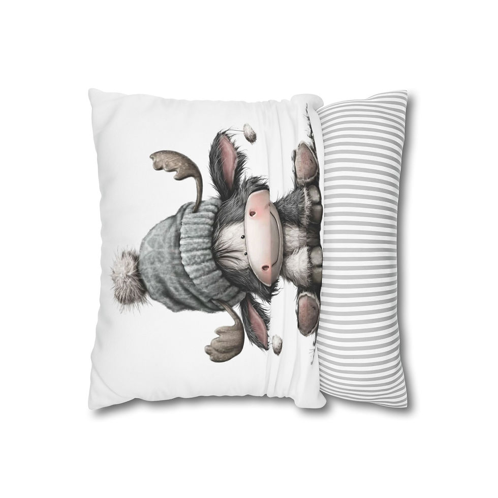 Thumbnail: Cute Winter Moose Pillow Cover – Cozy Decorative Throw Pillowcase