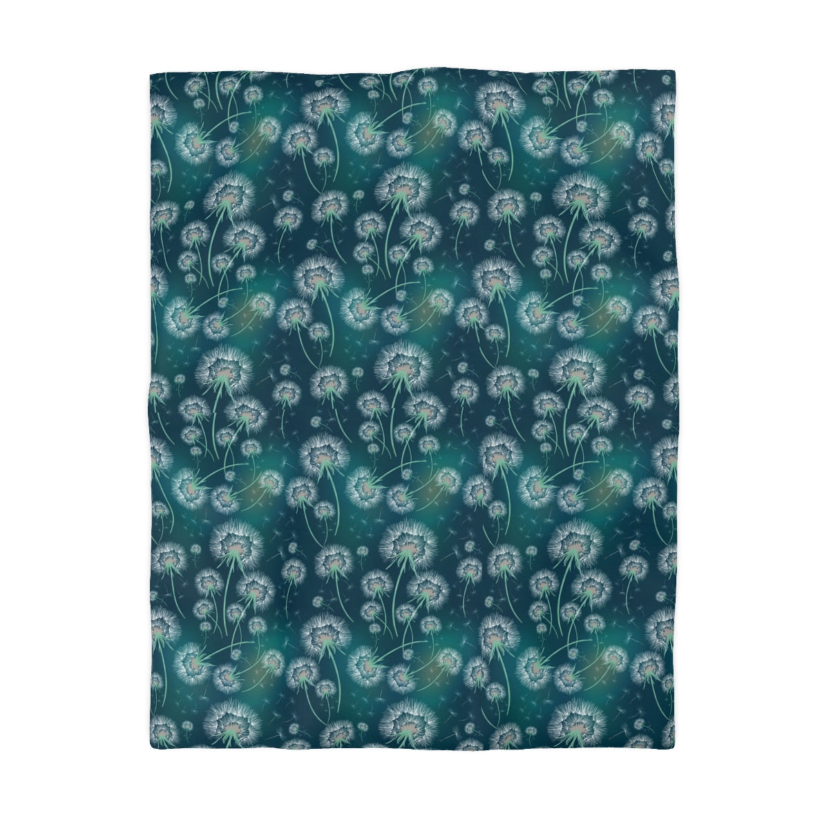 Teal Dandelions Microfiber Duvet Cover