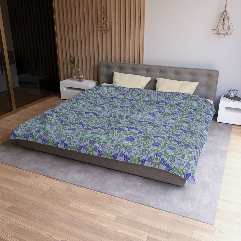 Thumbnail: Violet Botanical Microfiber Duvet Cover - Elegant Floral  for Cozy Bedrooms