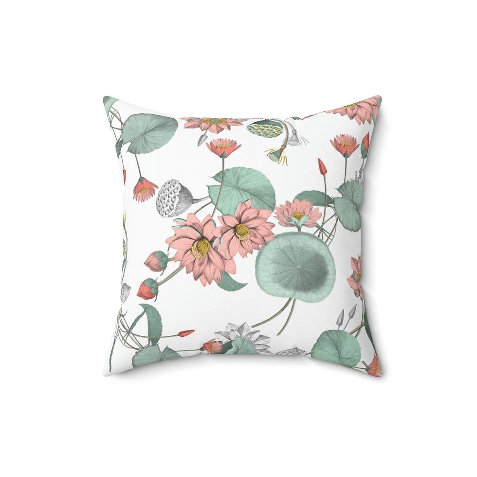Thumbnail: Nelumbo (White) Spun Polyester Square Pillow