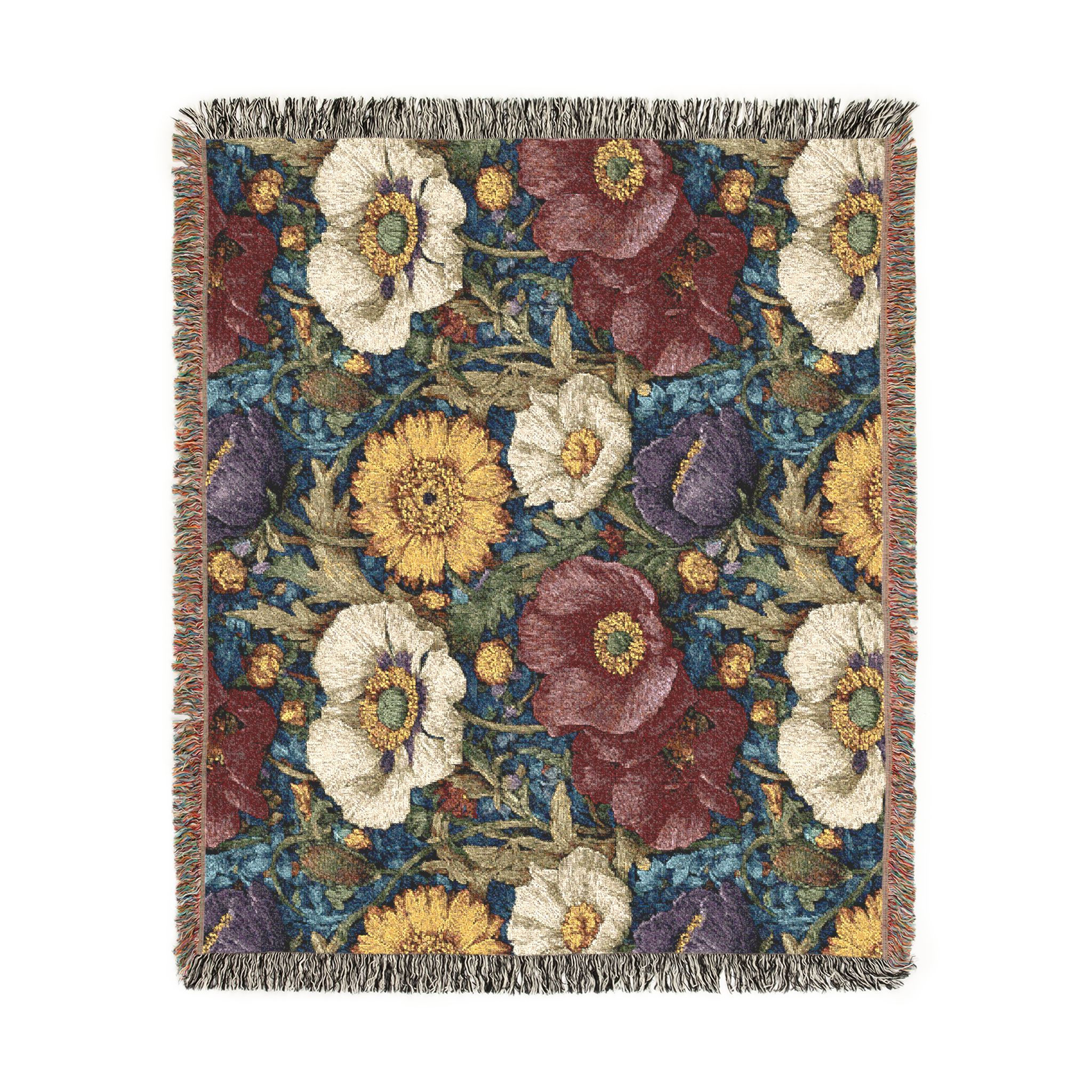 Vintage Floral Woven Blanket