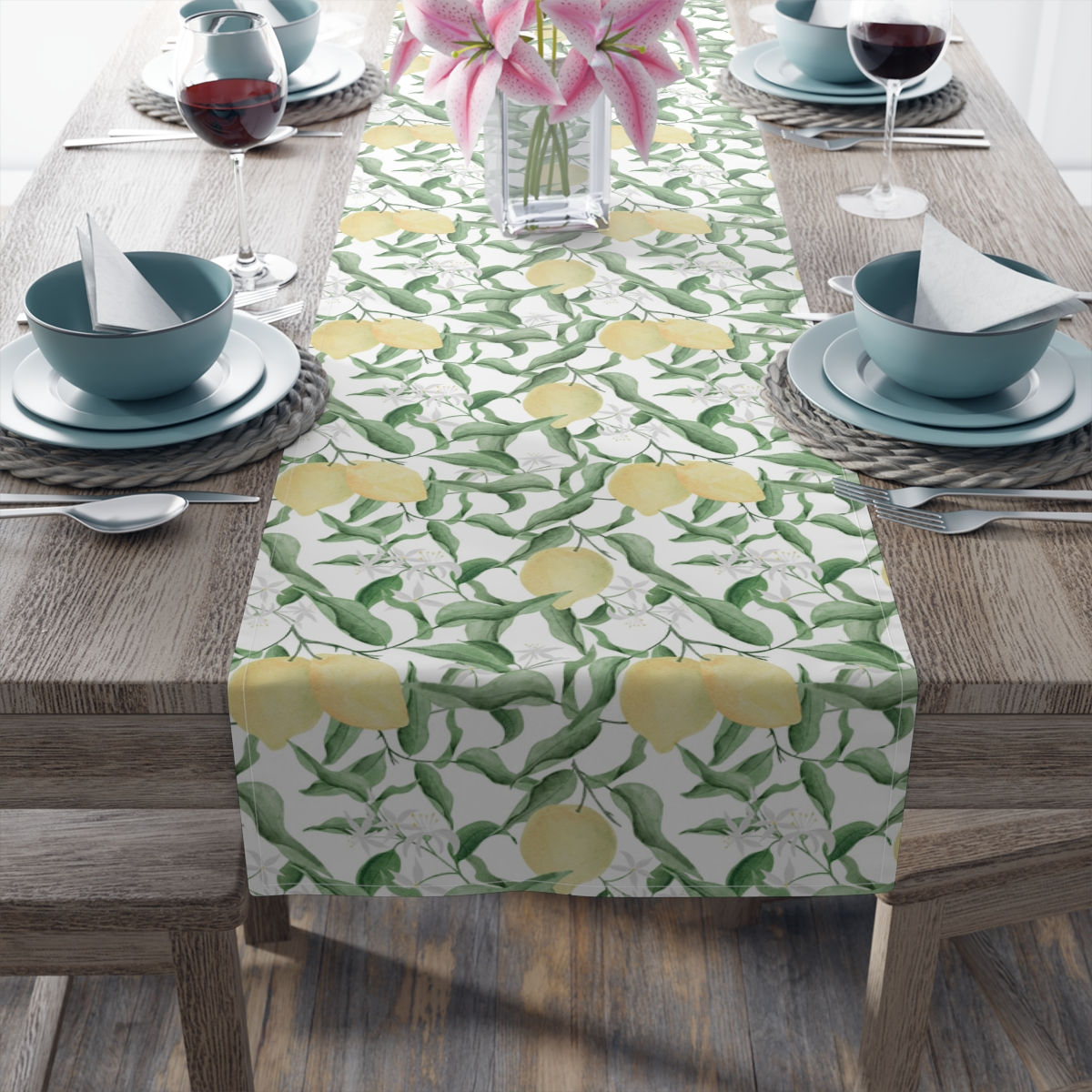 Amalfi Coast Lemon (white)Table Runner (Cotton, Poly)